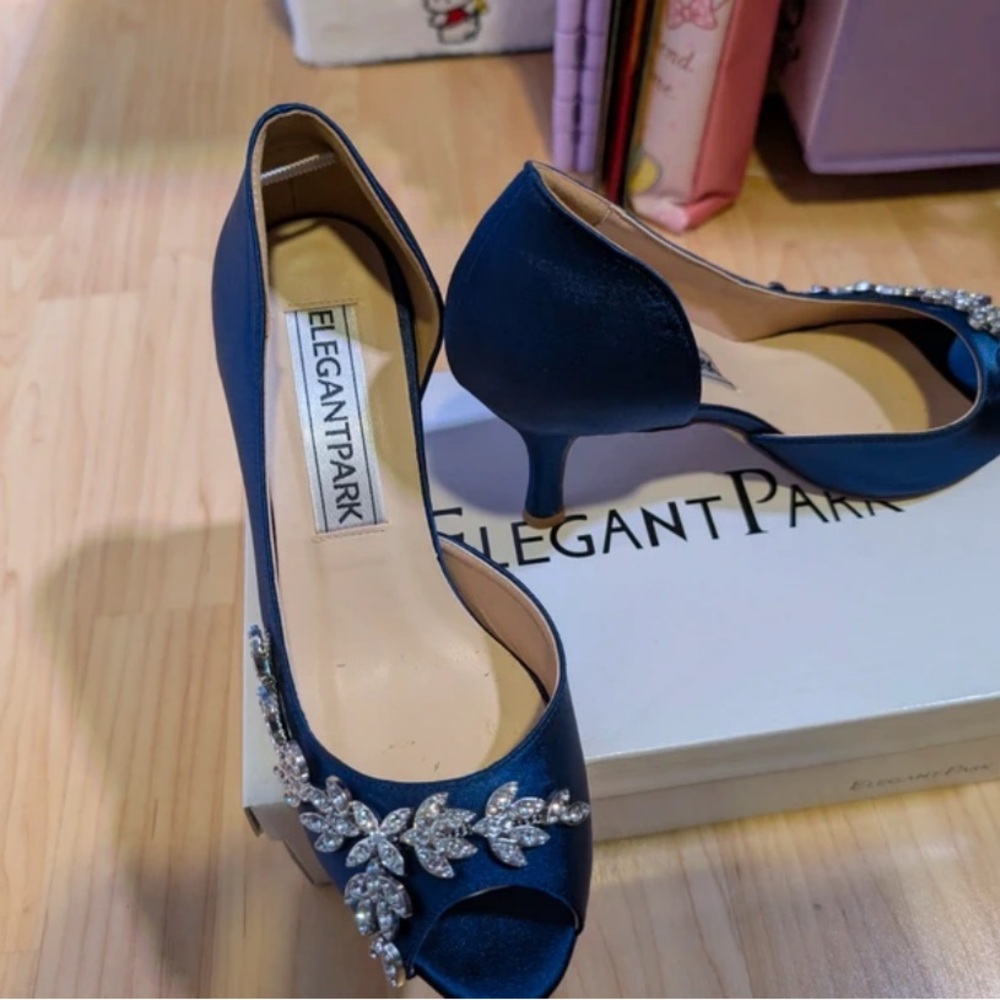 ElegantPark Midnight Blue Embellished Heels